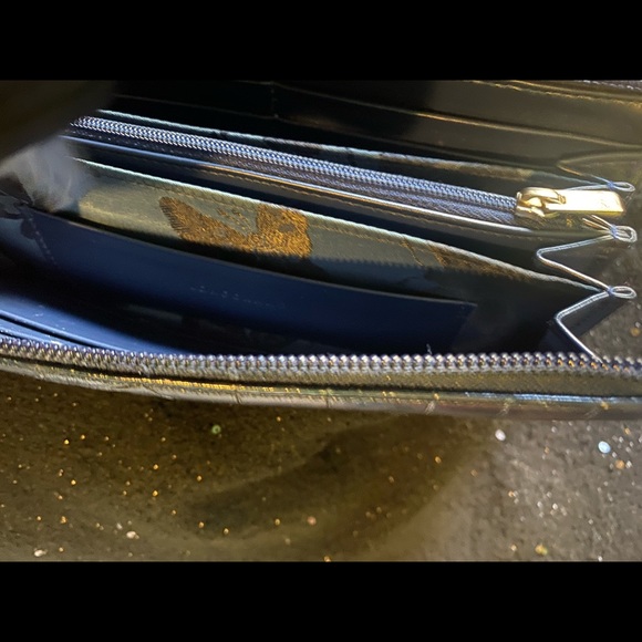 LONGCHAMP VTG CROC NAVY BLUE ACCORDION STYLE ZIPPED Wallet GORG RARE DISTRESSED - Picture 10 of 11